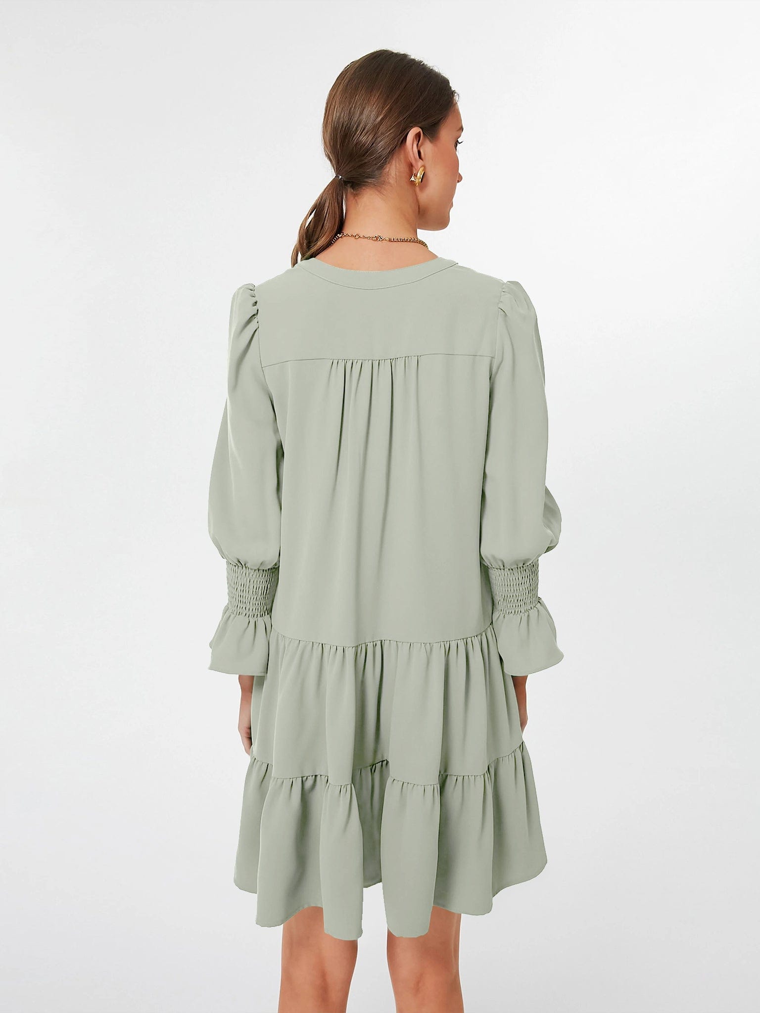 Summer Elastic Sleeve Ruffle Hem Mini  For Women Casual Short Dresses