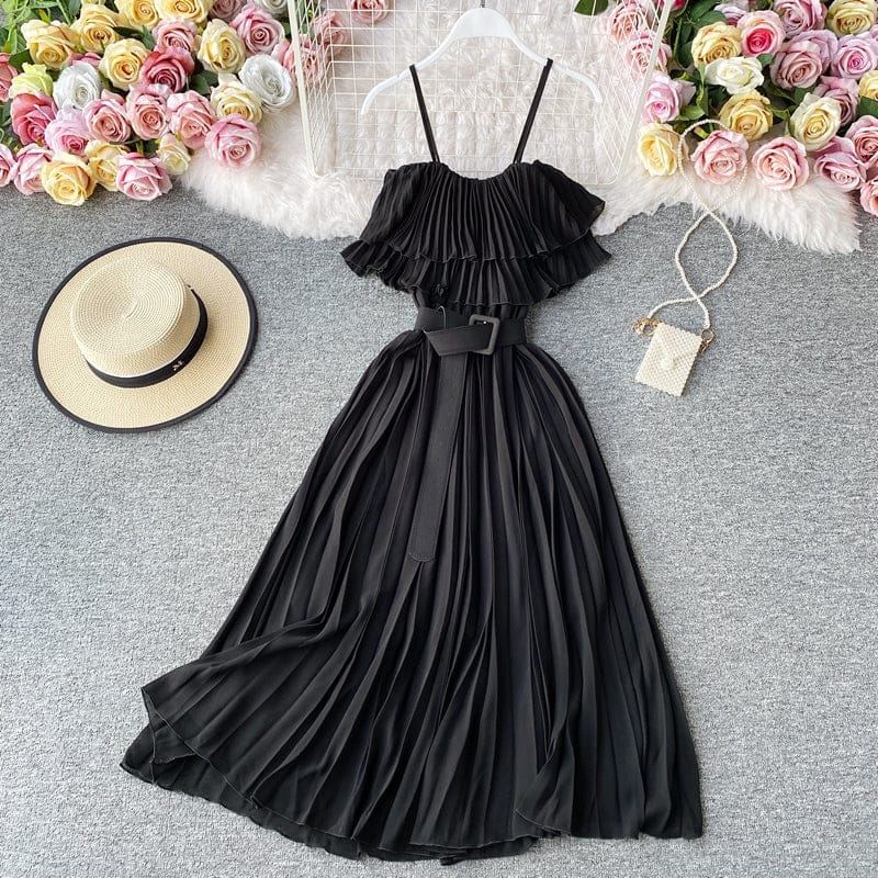 Summer Elegant Suspender Dress Off-the-shoulder Strap Tube Top Dress Sexy Strapless Beach Vintage Sleeveless Dess For Women