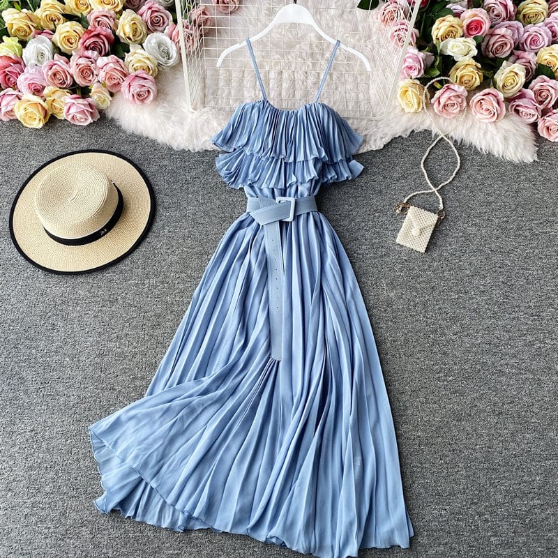 Summer Elegant Suspender Dress Off-the-shoulder Strap Tube Top Dress Sexy Strapless Beach Vintage Sleeveless Dess For Women