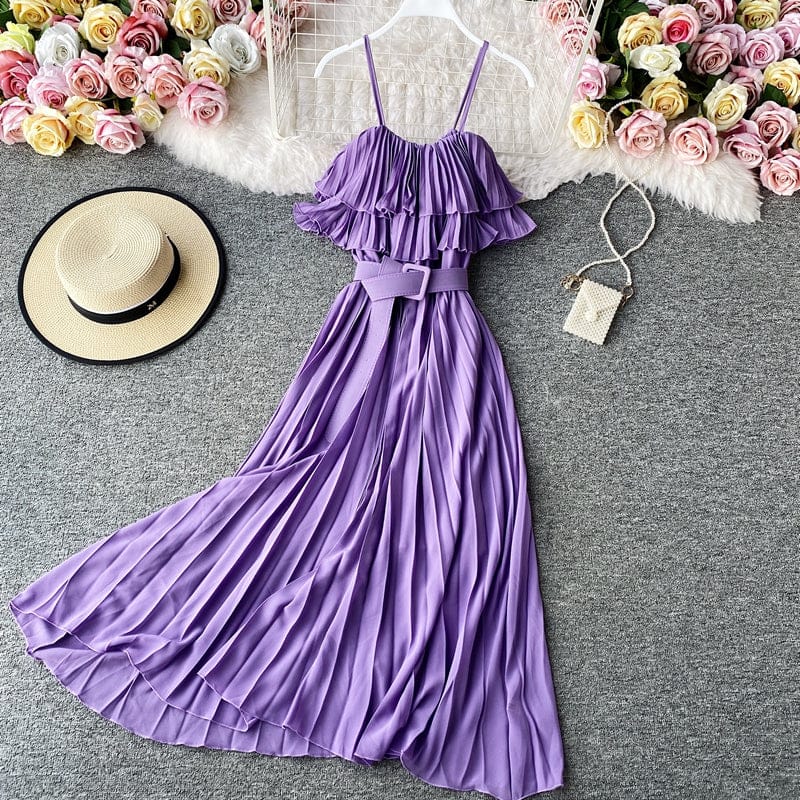 Summer Elegant Suspender Dress Off-the-shoulder Strap Tube Top Dress Sexy Strapless Beach Vintage Sleeveless Dess For Women