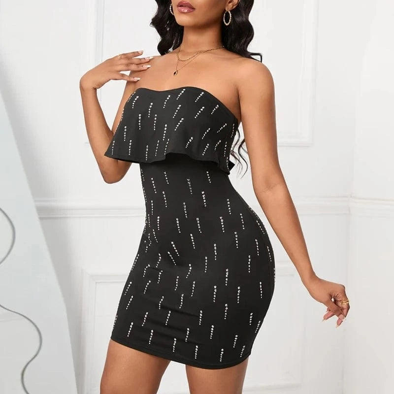 Summer Halter Strapless Women Dress Sleeveless Bodycon Dress Sexy Backless Night Club Cocktail Party Mini Dresses