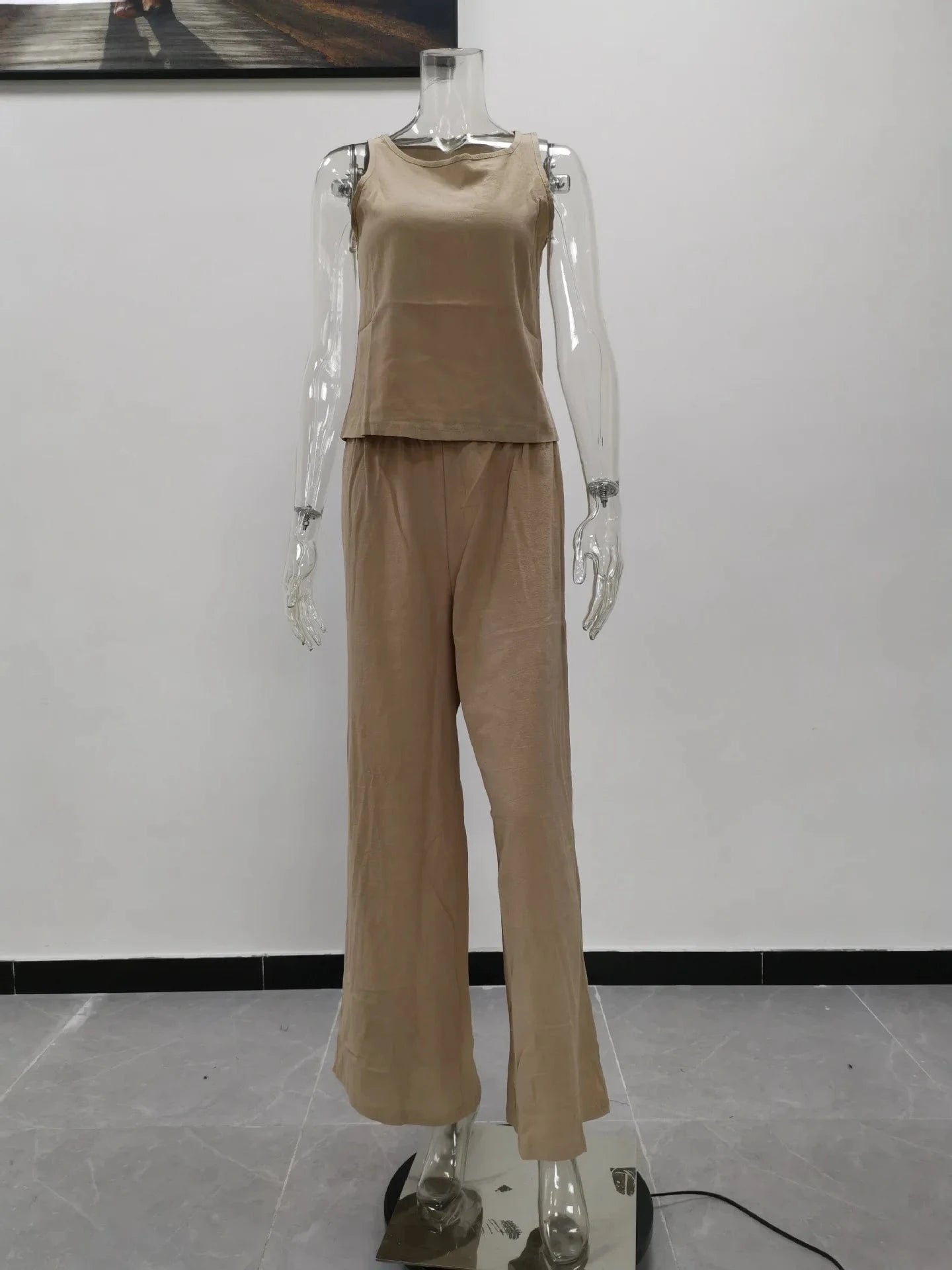 Summer hot Sleeveless tank top and wide pant lounge wear two pieces sets