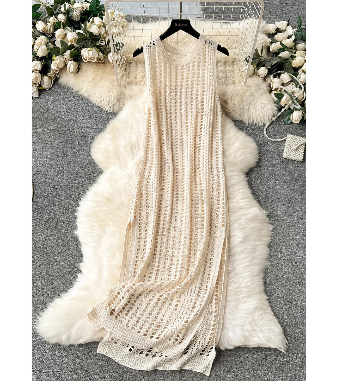 Summer Korean For Women Sleeveless Empire Hollow Out Dresses Women's Fashion Dresses Clothes Women