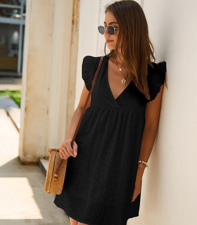 Summer Lace Dress Women's Sundress Fashion Sleeveless Short Female Bohemian V Neck Party Shirt skirt