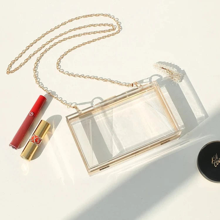 Summer ladies transparent boxed purse women clear acrylic evening clutch bag