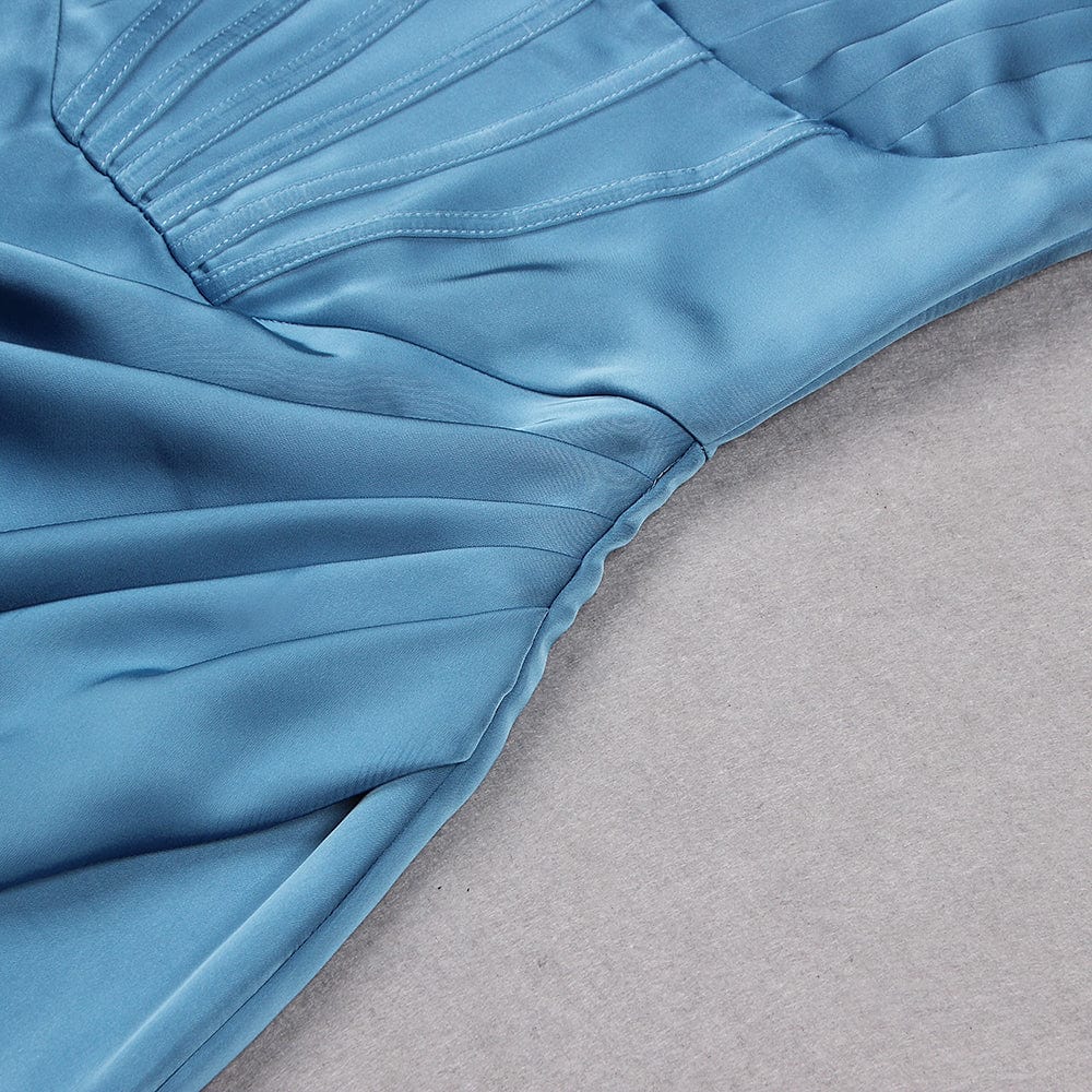 Summer New Deep V Suspenders Pleated High Waist Open Fork Ladies Temperament Dress