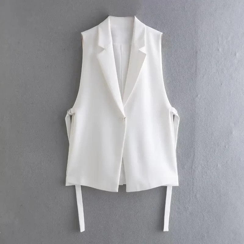 Summer New Fashion Vintage Suit Vest Ladies Elegant Sleeveless Business Blazers Top Casual Women's Vest Waistcoat