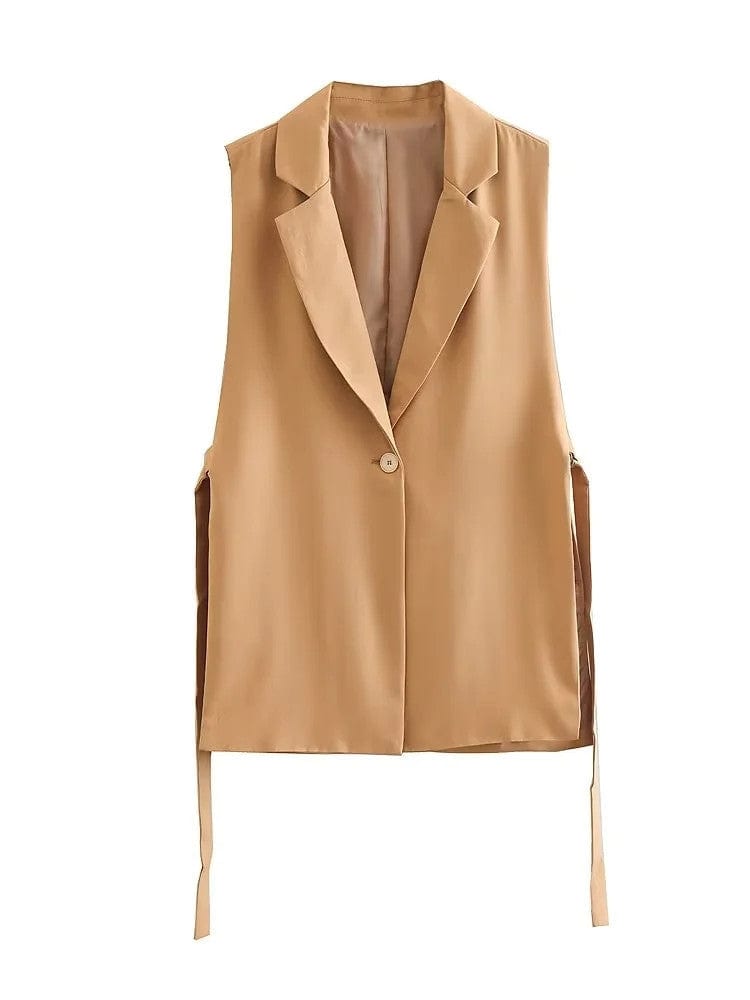 Summer New Fashion Vintage Suit Vest Ladies Elegant Sleeveless Business Blazers Top Casual Women's Vest Waistcoat