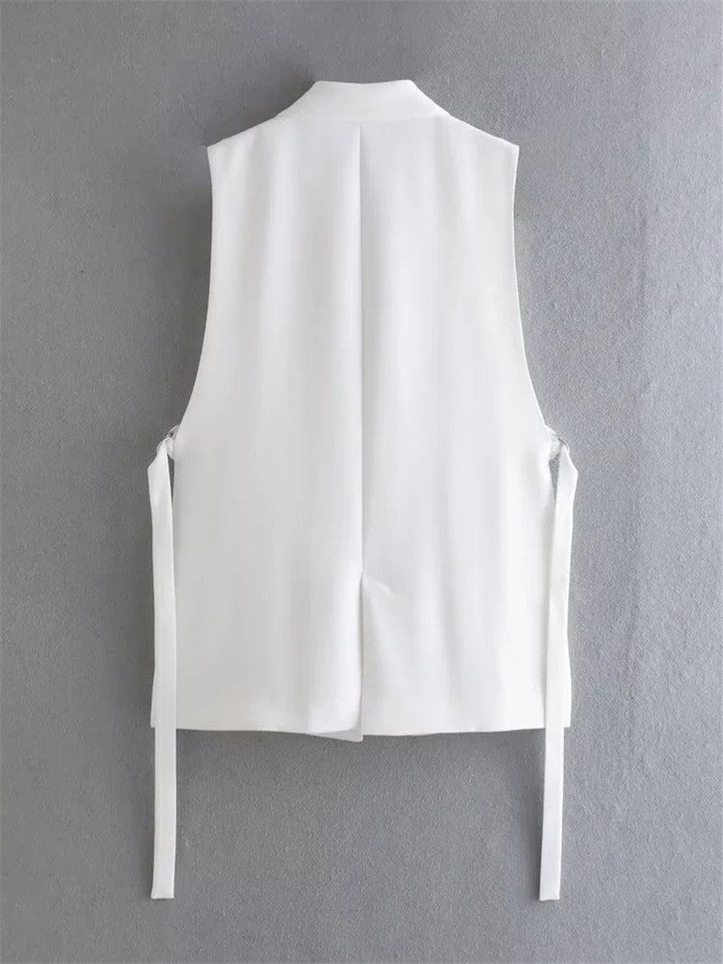 Summer New Fashion Vintage Suit Vest Ladies Elegant Sleeveless Business Blazers Top Casual Women's Vest Waistcoat