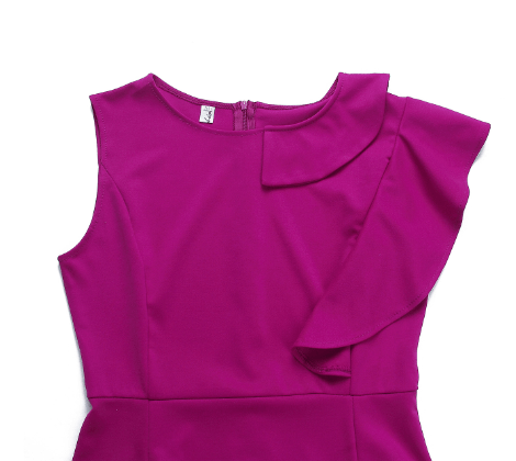 Summer Purple Sleeveless Ruffle Pencil Office Career Dresses Lady