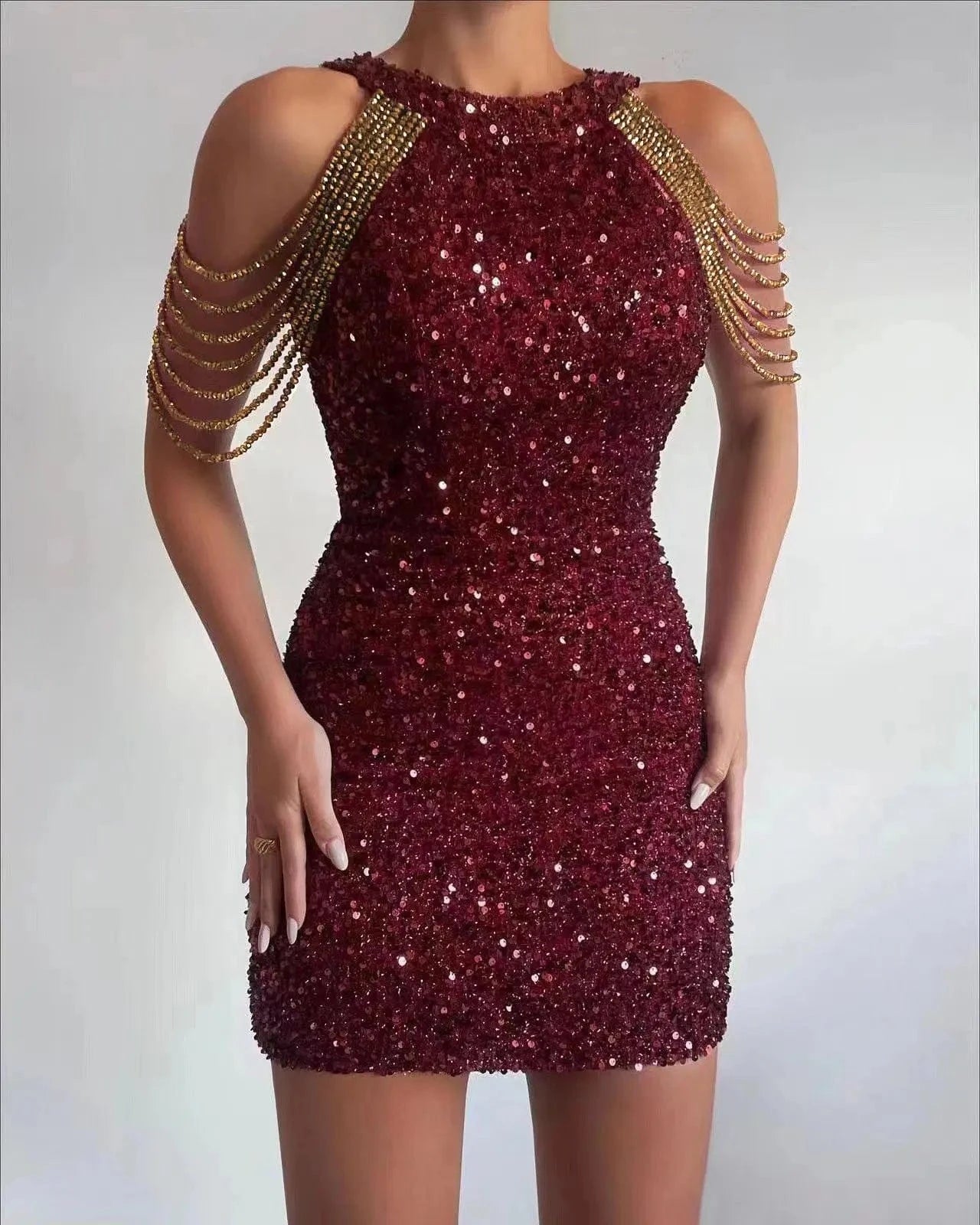 Summer Sequin short dress sexy slim fringe night dresses for woman