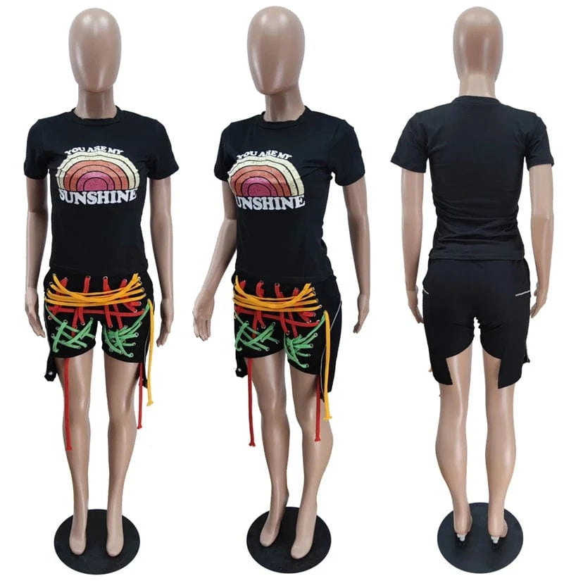 Summer Woman Fashionable Women's Biker Shorts Streetwear Lace Up Essentials Shorts with String Attched Shorts Women