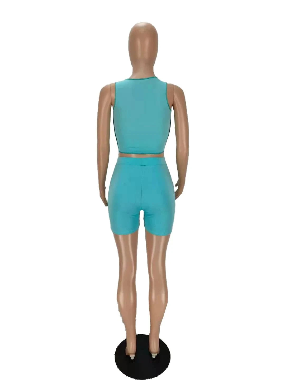 Summer Women Casual Two Piece Short Set Sleeveless Lace Up Crop Top Cut Out Sport Sexy 2 Piece Ladies Outfits