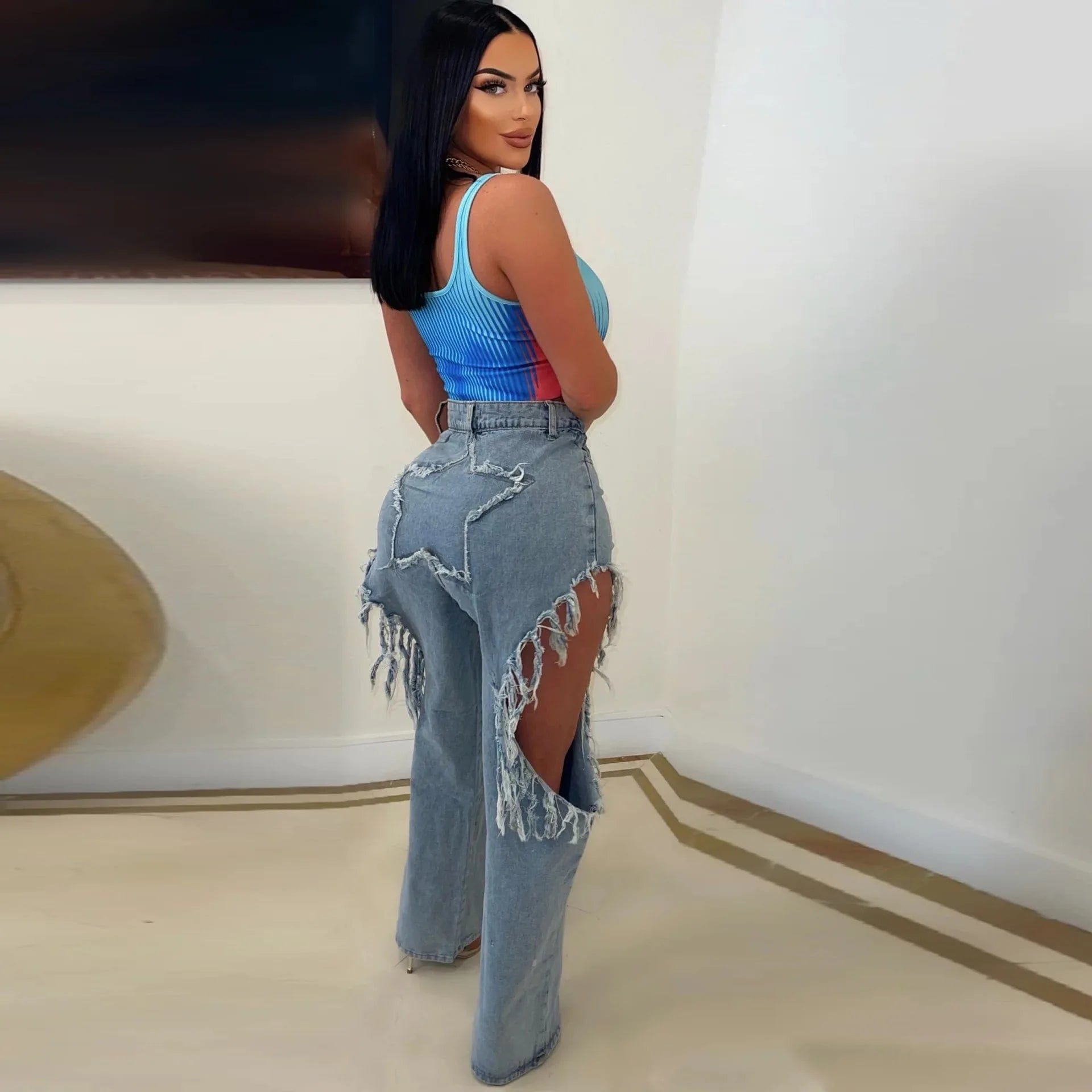 Summer Women's Fashion Sexy Ripped Wash Denim Pants Stretch High Waist Pantalon Jean Femm For Women