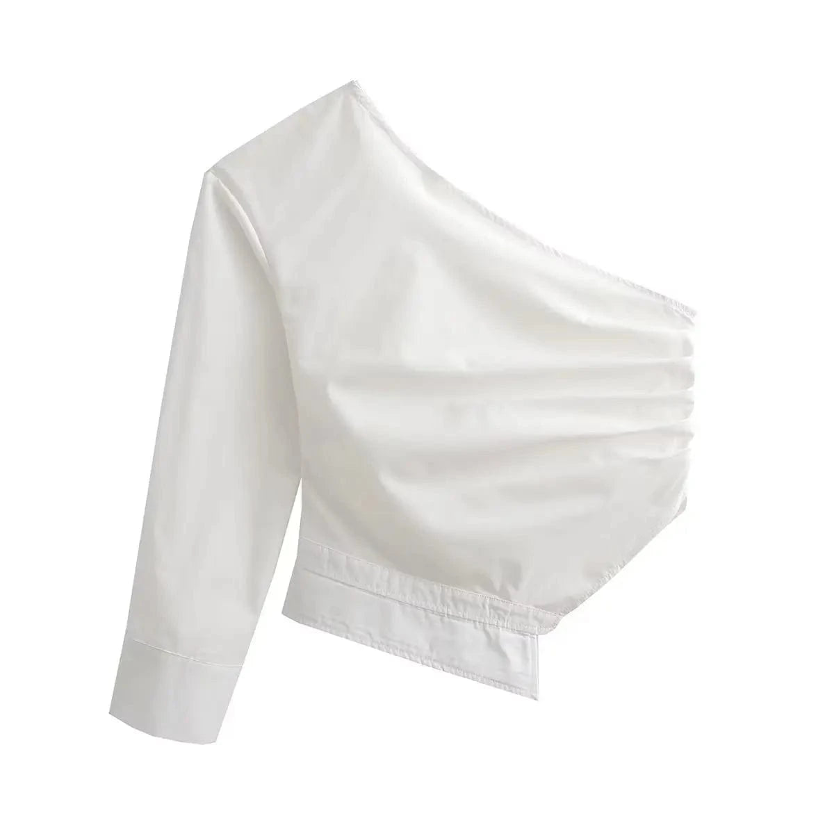 Summer Women Solid Color Plain Shirts Asymmetric One Shoulder Ladies Blouse&Tops