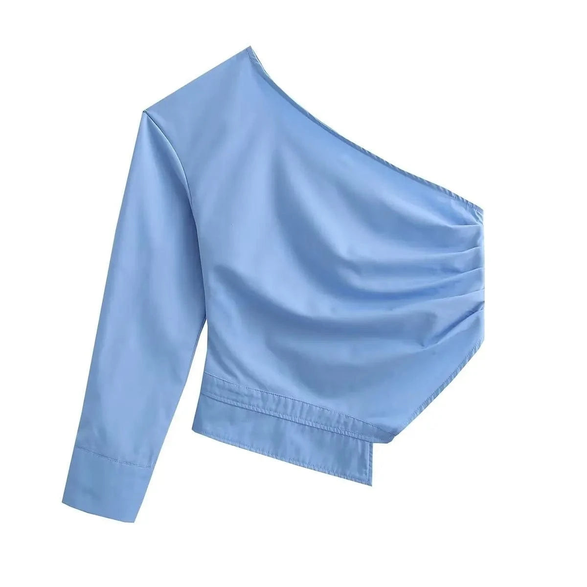 Summer Women Solid Color Plain Shirts Asymmetric One Shoulder Ladies Blouse&Tops