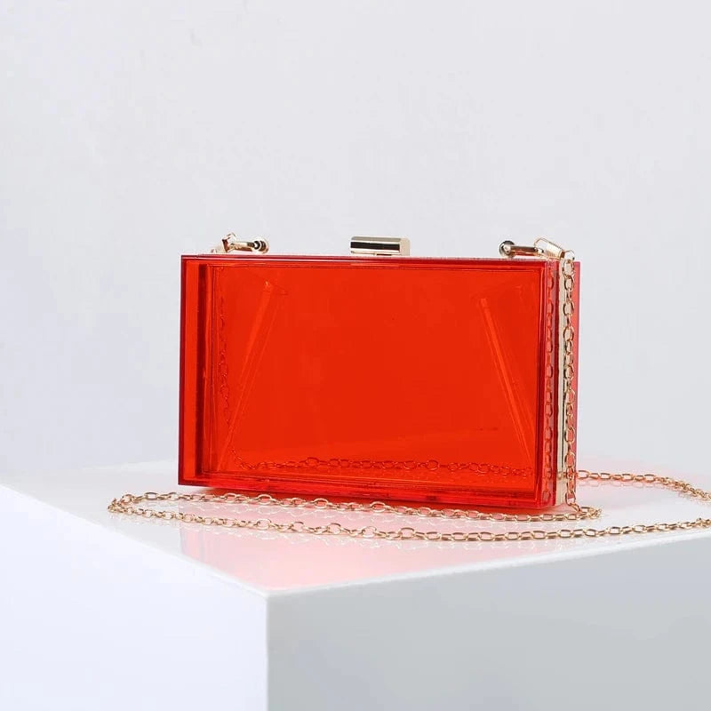 Summer women transparent acrylic colorful evening bag clear box clutch