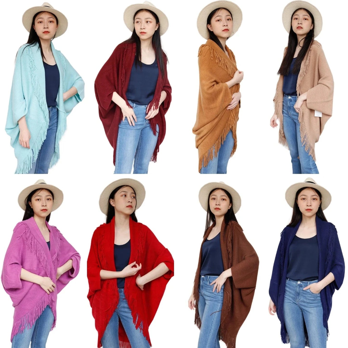 Super cheap price women winter colorful knit sweater poncho shrugs