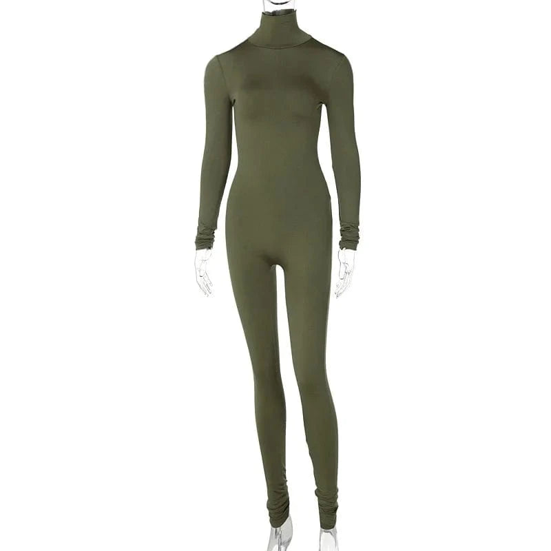 Super September Free design Custom logo turtle neck long sleeve long pant Minor order One piece Rompers Women jumpsuit