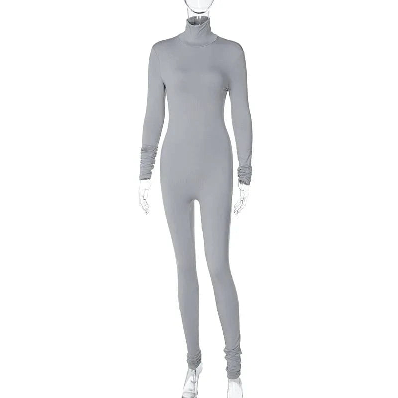Super September Free design Custom logo turtle neck long sleeve long pant Minor order One piece Rompers Women jumpsuit