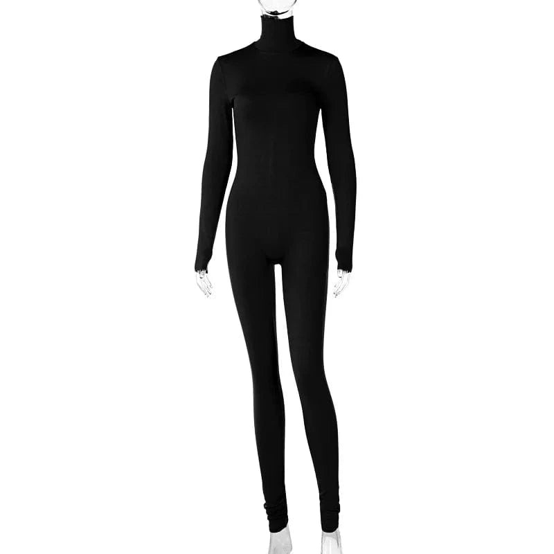 Super September Free design Custom logo turtle neck long sleeve long pant Minor order One piece Rompers Women jumpsuit