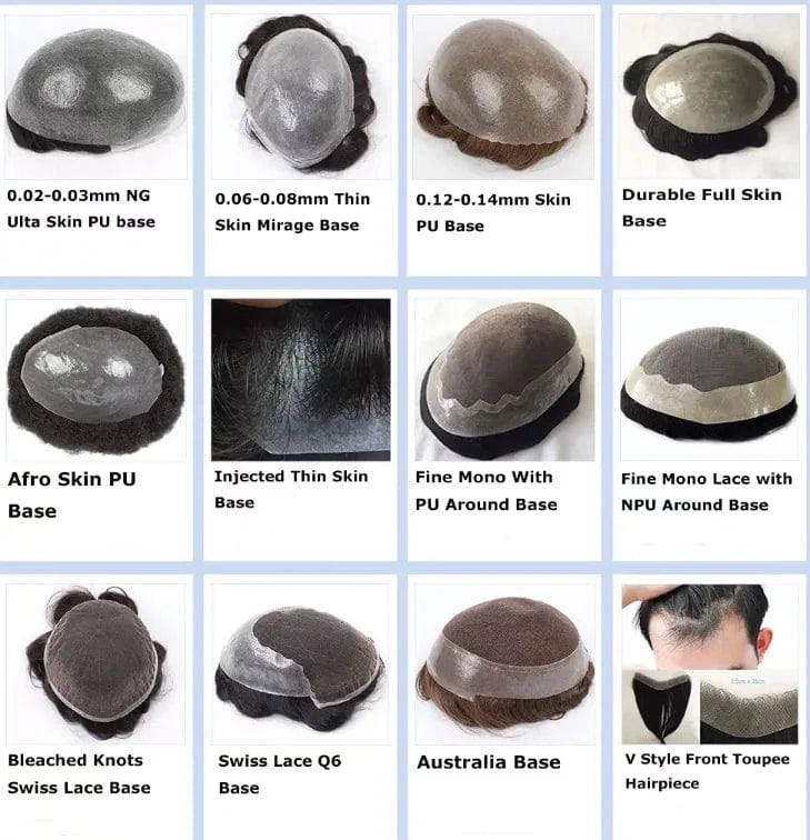 Super thin skin men replacement human hair pieces toupee, hair piece for black men, black mens toupee hair  OCT Afro topper