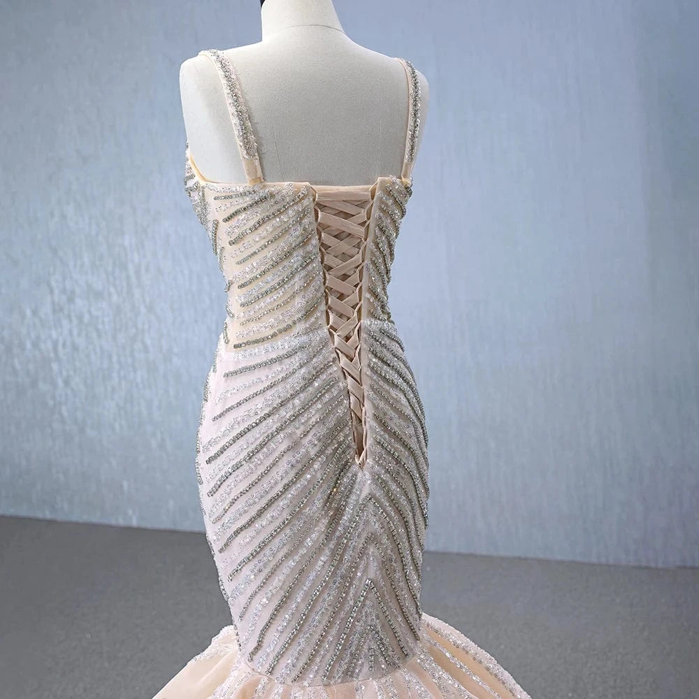 Suspender Sleeveless Beaded Mermaid Prom Dresses Pageant Dress Diamond Shines Evening Dress Rsm241019