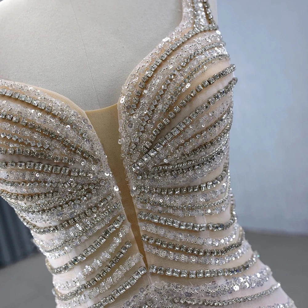 Suspender Sleeveless Beaded Mermaid Prom Dresses Pageant Dress Diamond Shines Evening Dress Rsm241019