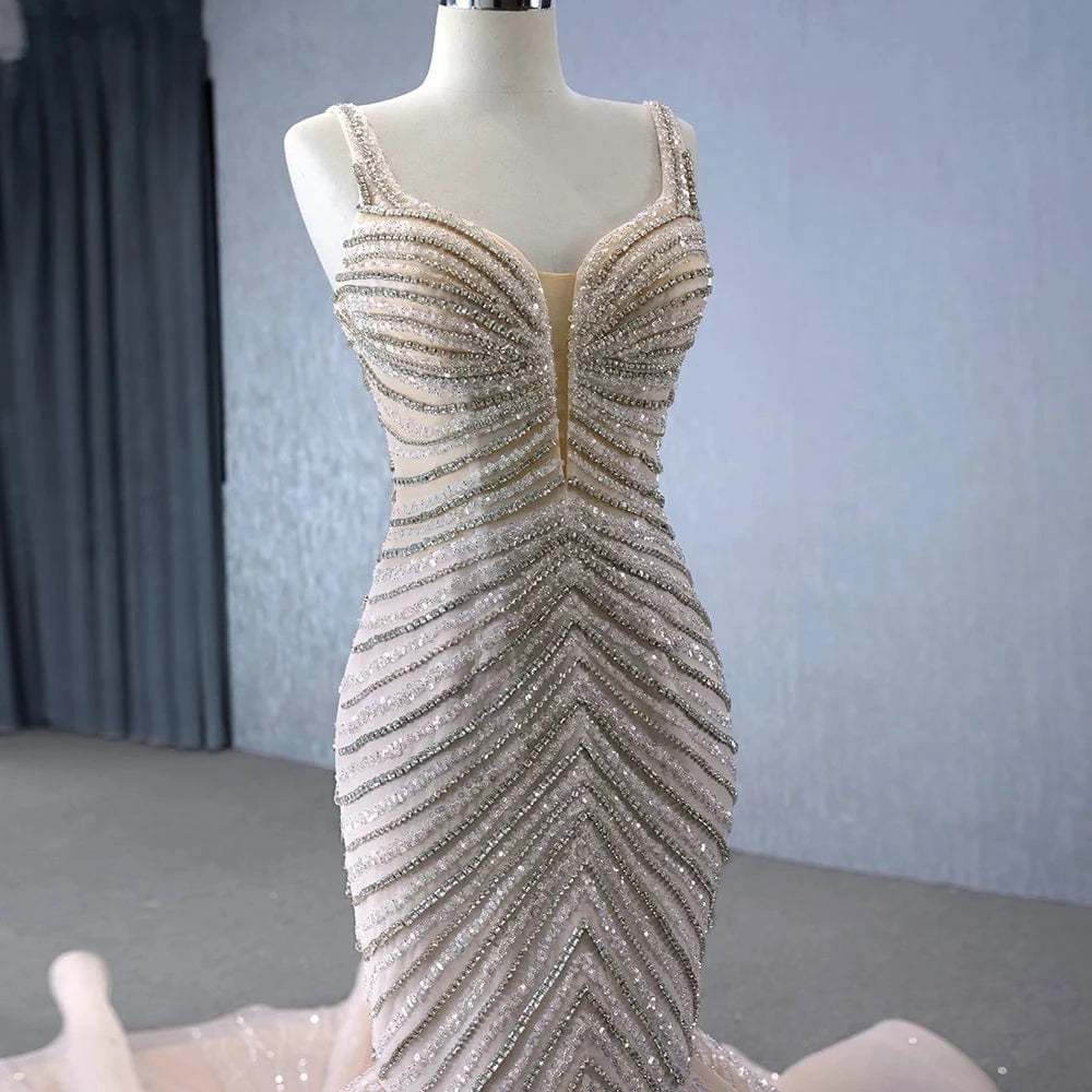 Suspender Sleeveless Beaded Mermaid Prom Dresses Pageant Dress Diamond Shines Evening Dress Rsm241019