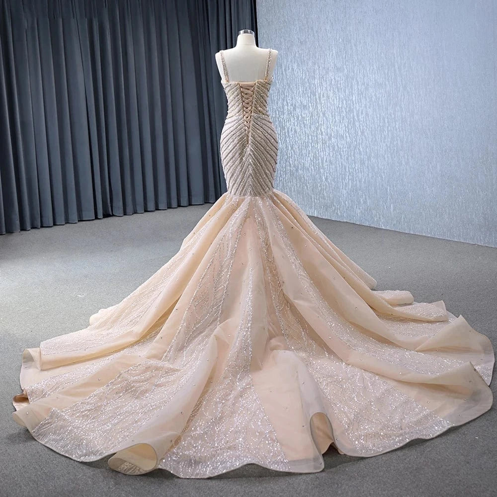 Suspender Sleeveless Beaded Mermaid Prom Dresses Pageant Dress Diamond Shines Evening Dress Rsm241019