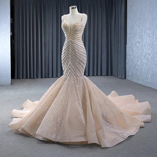 Suspender Sleeveless Beaded Mermaid Prom Dresses Pageant Dress Diamond Shines Evening Dress Rsm241019