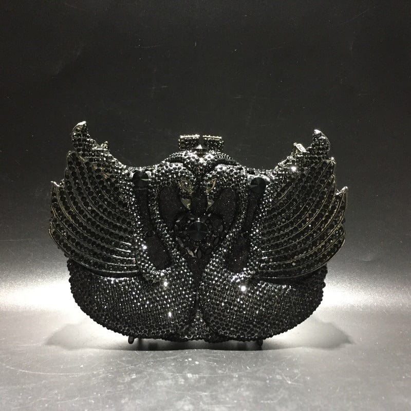 Swan Black Custom Women bling diamond party skull handbag hand rhinestone Pumpkin ice cream clutch Butterfly owl Swan  purse evening bags
