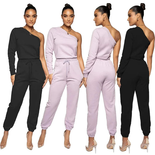 Sweat Top and Pants Winter Wear Two Piece Sets for Woman 2 Piece Set Ladies Jogging Suit Fall Plain Cotton Sweatshirt Suit
