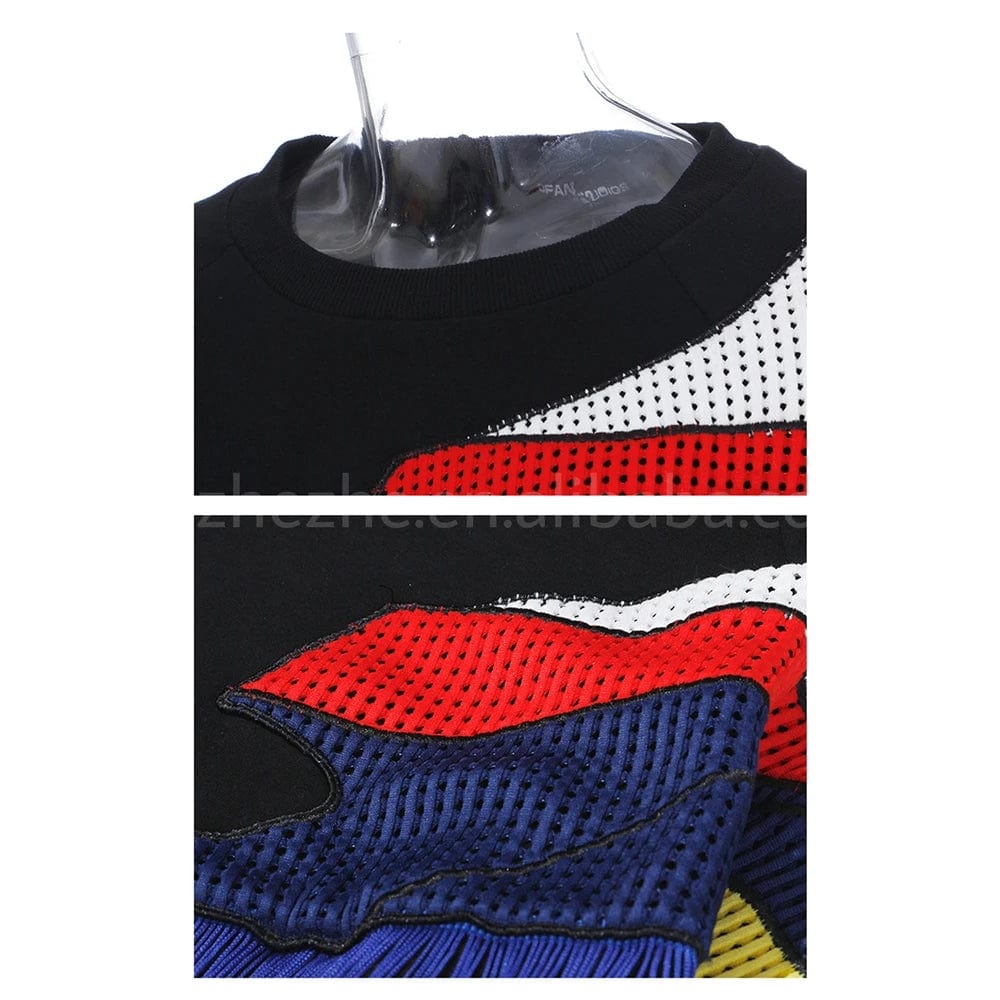 sweater Fall Spring Fashion Unique Streetwear Sweatshirt Cotton Crew Neck Pullover Patchwork Rainbow Tassel Sweater Women Sweatshirt