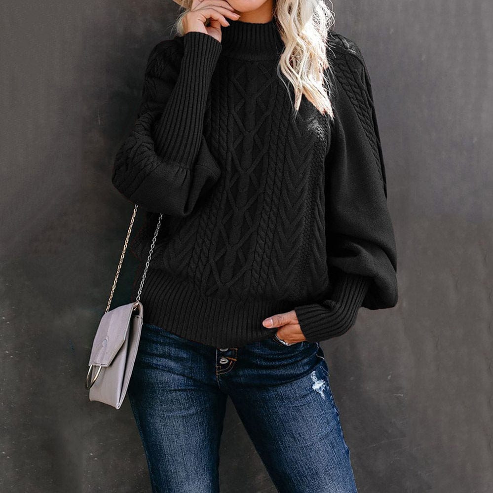Sweater Long Sleeve Autumn Winter New Twist Knit Pullover Temperament Commute Round Neck Solid Color