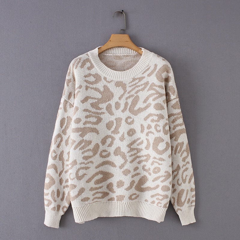 sweater women turtleneck leopard knitted sweater animal print winter thick female pullovers casual tops oversized sweater