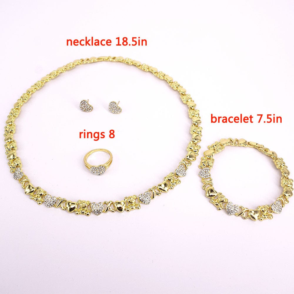 T0238 High quality 18K gold-plated X teddy bear kids jewelry set