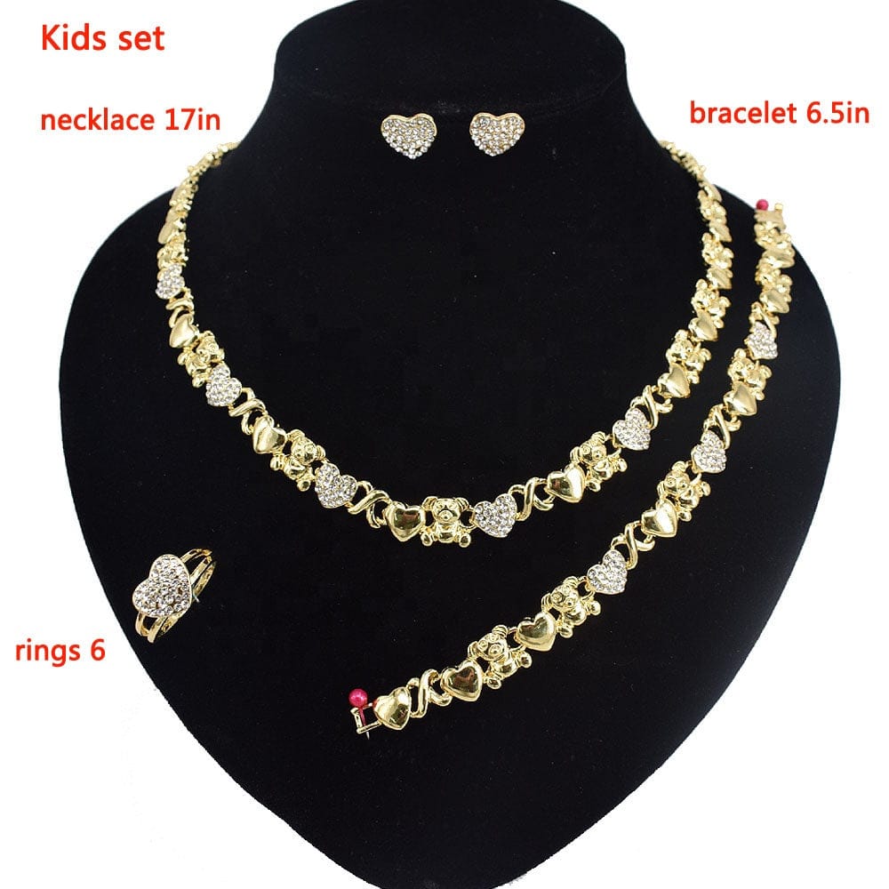 T0238 High quality 18K gold-plated X teddy bear kids jewelry set