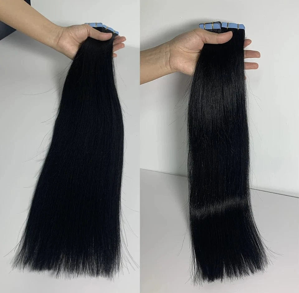 Tape In Human Hair Straight Extensions Color 1B 100% Remy Skin Weft  For Salon High Quality for Woman