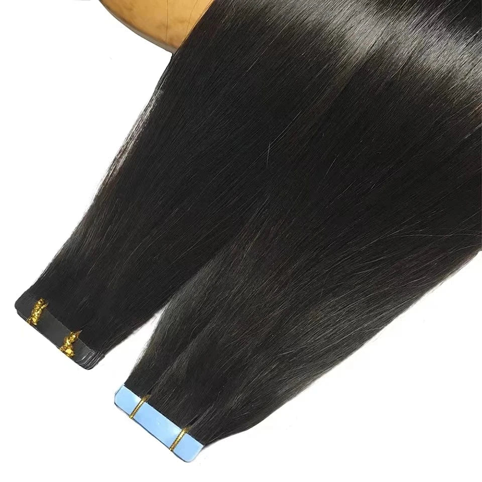 Tape In Human Hair Straight Extensions Color 1B 100% Remy Skin Weft  For Salon High Quality for Woman
