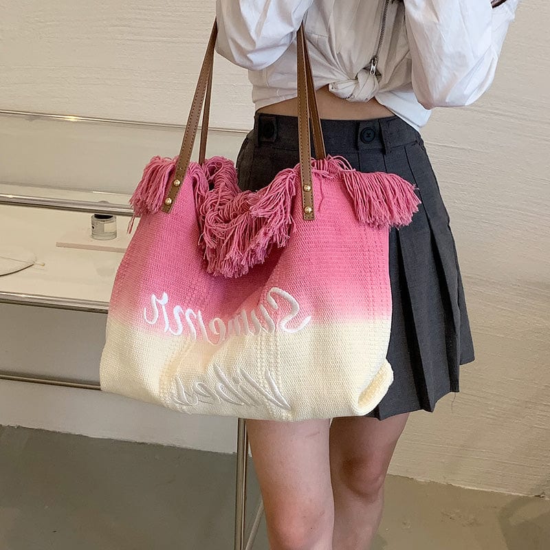 Tassel Big Hand Bags Ladies Shoulder Large Capacity Textile Tote Bags Women Handbags Ladies Luxury 2022