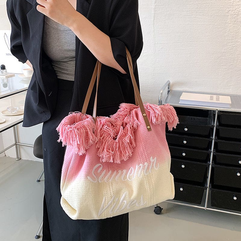 Tassel Big Hand Bags Ladies Shoulder Large Capacity Textile Tote Bags Women Handbags Ladies Luxury 2022