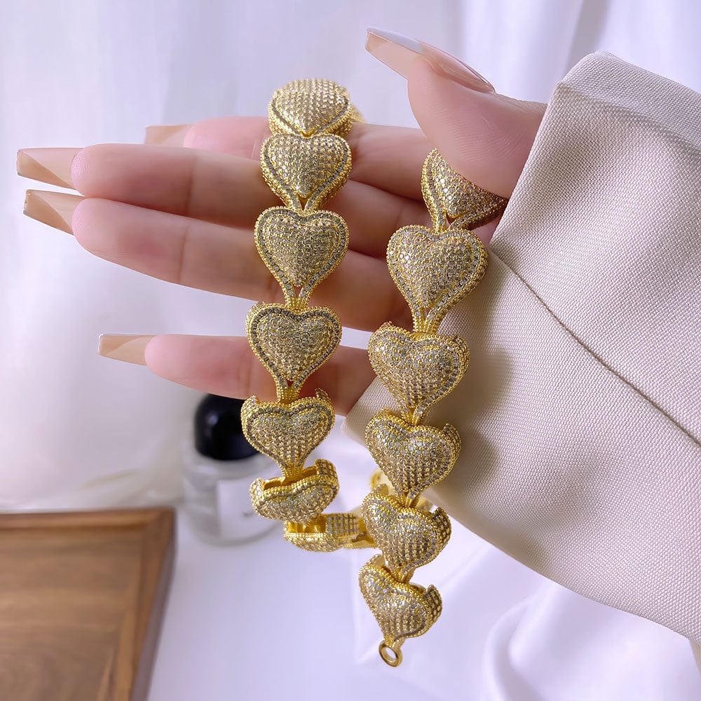 tennis  chain / 18inches / Gold FOXI jewelry wholesale Iced Out CZ Heart Shape Necklace Fashion Jewelry Heart chunky cuban Choker necklace Women Man Necklace