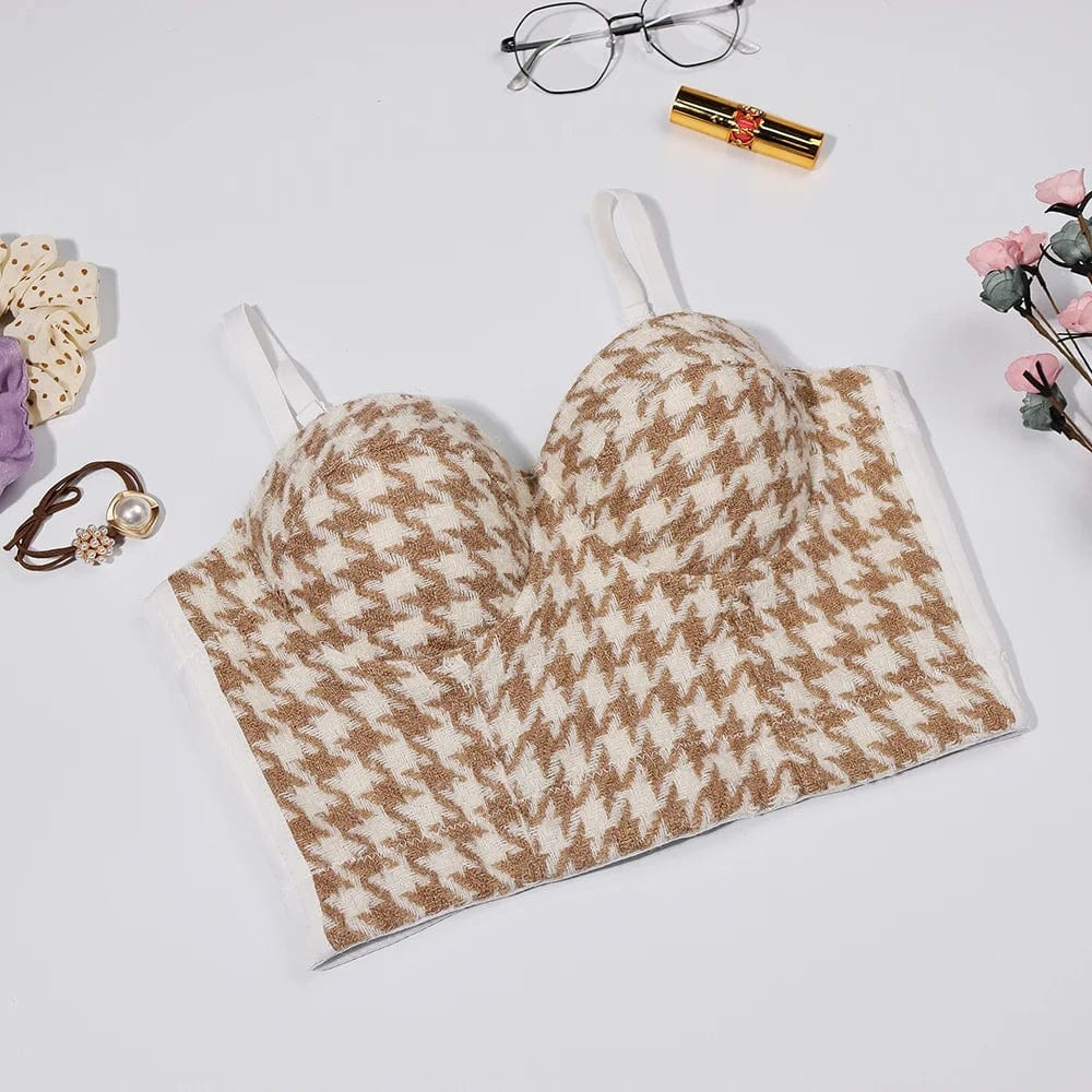 The latest design trend  Prom Plaid fresh bra women's vest corset bra bustier