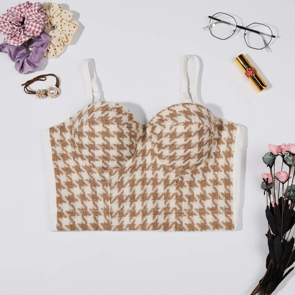 The latest design trend  Prom Plaid fresh bra women's vest corset bra bustier