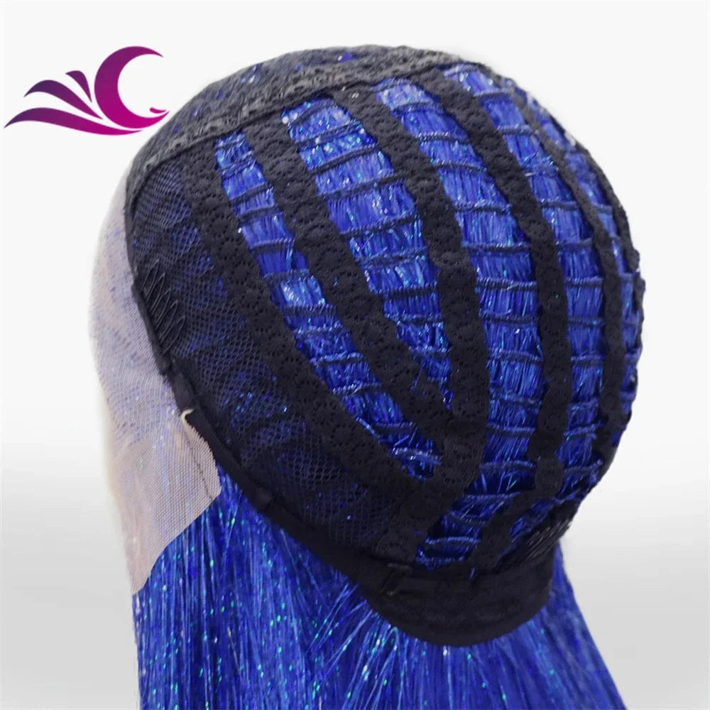 Tinsel Lace Front Wig Bone Straight Overnight Delivery Open Cap Synthetic Lace wigs for Party