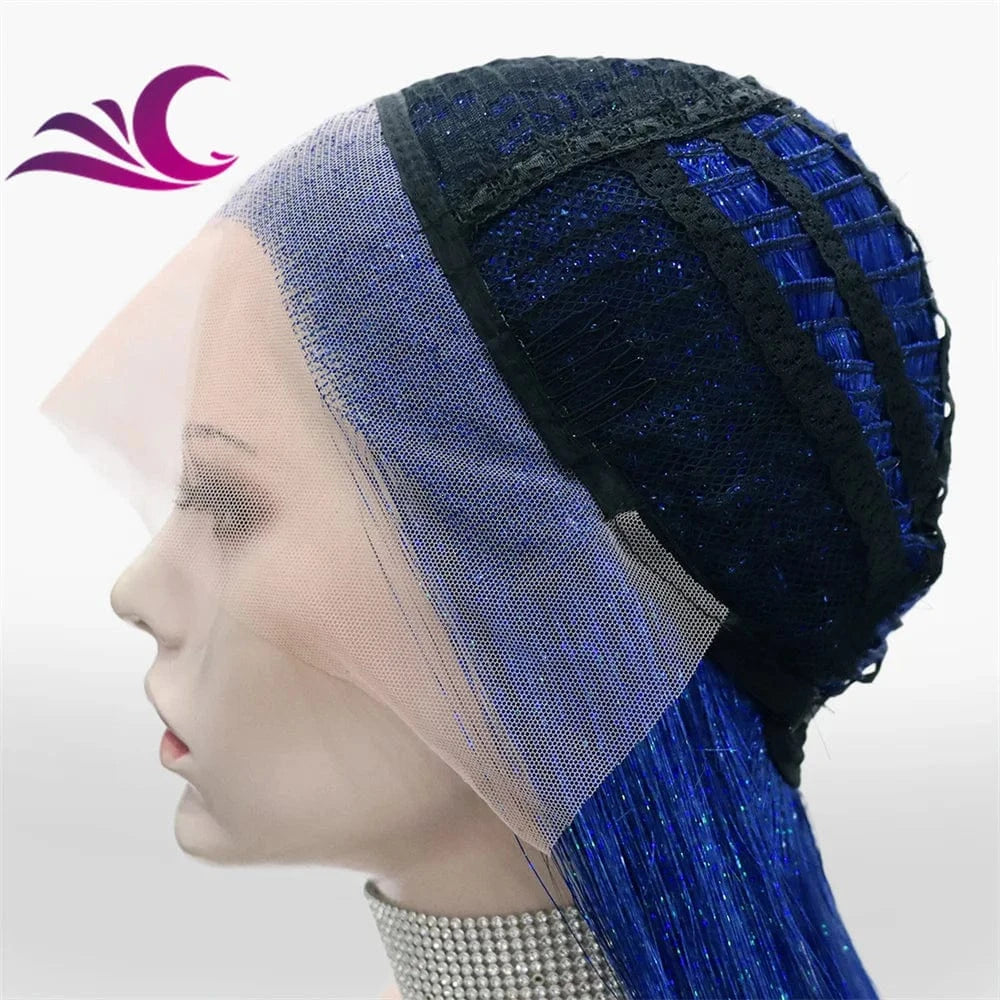 Tinsel Lace Front Wig Bone Straight Overnight Delivery Open Cap Synthetic Lace wigs for Party