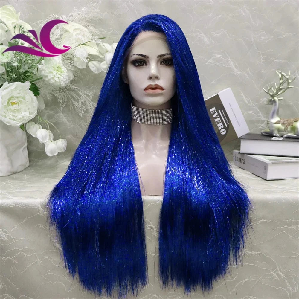 Tinsel Lace Front Wig Bone Straight Overnight Delivery Open Cap Synthetic Lace wigs for Party