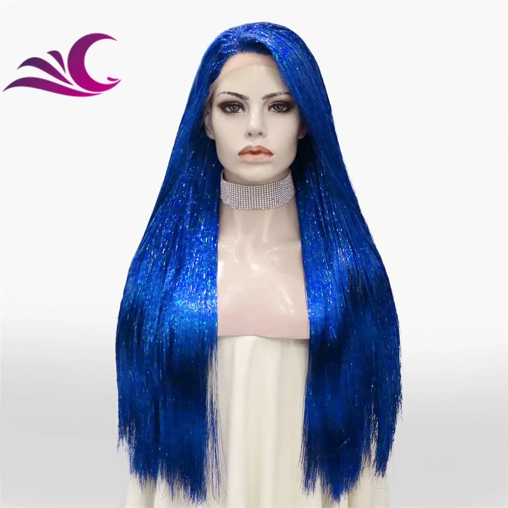Tinsel Lace Front Wig Bone Straight Overnight Delivery Open Cap Synthetic Lace wigs for Party