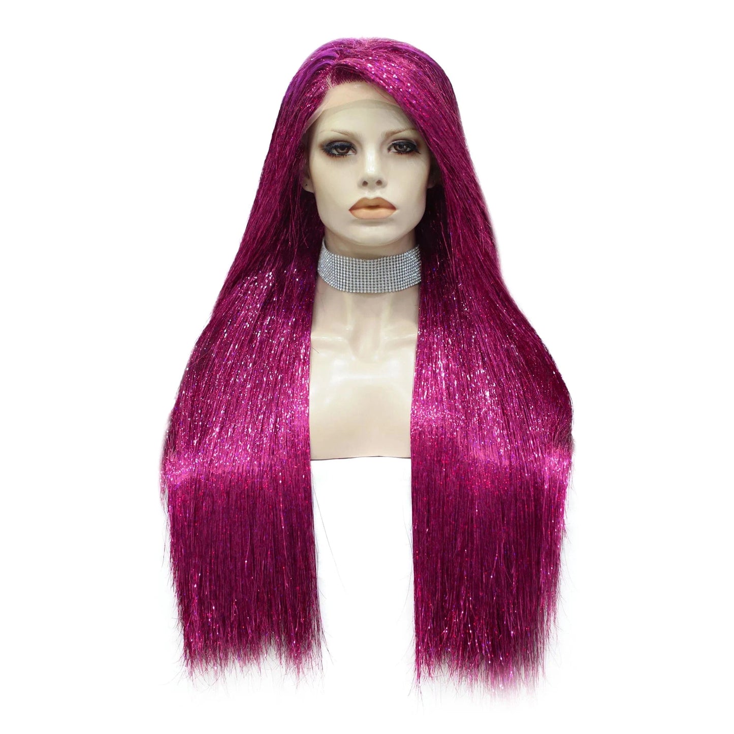 Tinsel Lace Front Wig Bone Straight Overnight Delivery Open Cap Synthetic Lace wigs for Party